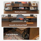 Agilestic 48 Inch Electric Standing Desk with Drawers, Adjustable Desk with Storage Shelf, Stand Up Home Office Computer Table, Splice Board, Dark Walnut