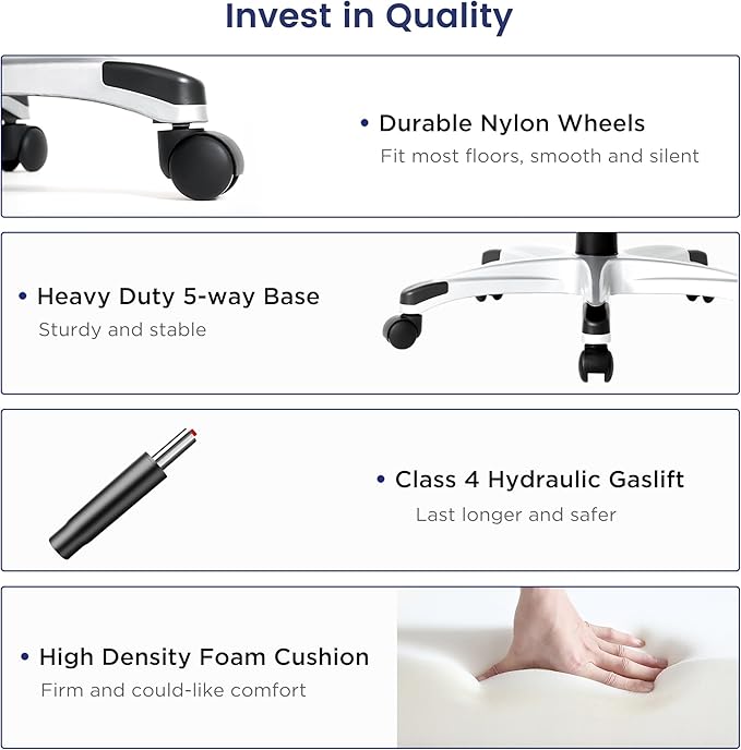 Nouhaus Ergonomic Office Chair Premium Microfiber Leather Adjustable Lumbar Support & Armrests, High Back Comfy Desk Gaming Chairs Executive Computer Swivel Chair Tilt Function(Posture,Taupe)