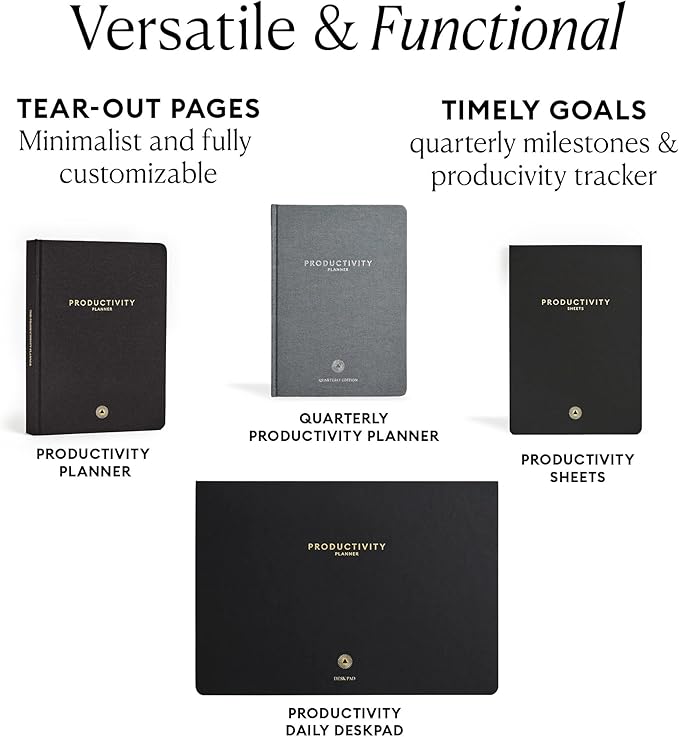 Intelligent Change - Daily Desk Pad, 3-Month Productivity Planner, Tear-Out Deskpad for to-Do List, Productivity Tools for Time Management and Mindfulness, A4 Size, Black