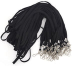 Name Tags Lanyard Badge Holder Pairs (Set of 50, Black): Woven Round Lanyard & Horizontal Sealable Waterproof Clear Plastic ID Card Name
