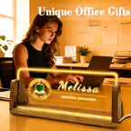 Desk Name Plate Personalized Custom Light Up Acrylic Plaque for Desk Customized Office Gifts for Boss Coworkers Teacher Employee Office Decor for Women Men
