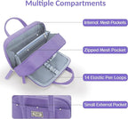 Sooez Large Pencil Case Pouch, Extra Big Pencil Bag with 5 Compartments, Pen Bag Wide Opening, Soft Corduroy Pencil Pouch Organizer with Zipper, Cute Aesthetic School Supplies for Teen Girls-Purple
