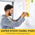 COIDEA Sticky Easel Pad, 25 in x 30 in, Large Sticky Notes for Wall, Super Sticky Easel Paper, Self Stick Flip Chart Paper for Teachers and Office, White, 30 Sheets/Pad, 4 Pad Total
