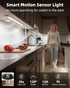 EZVALO 5 Pack Under Cabinet Lighting, 4000mAh Rechargeable Motion Sensor Light, 16.5inch Magnetic Closet Lights with Dimmable & 3 Color Temps, Wireless Motion Activated Lights with Remote for Kitchen
