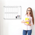 Lincia 24" x 18" Horizontal 2 Weekly Dry Erase Calendar for Wall Undated Horizontal Dry Erase Wall Calendar Planner Aluminum Frame Whiteboard for Home Office Projects Fridge