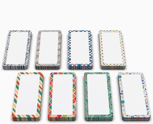 Erase Magnetic Labels 2.8 x 1.2 in, Pattern Borders, Dry Erase Magnets, 60-Pack, White Erasable Write-On All-Purpose Labels, for Office, Education, Home, Whiteboard, Magnetic Name Tags
