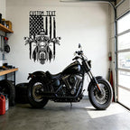 Custom US Flag Motorcycle Metal Sign Personalized Biker Name Signs Custom Garage Decor Motorbikes Wall Art Decor Motorcycle Sign Men Room Decorate Gifts for Men Husband Rider