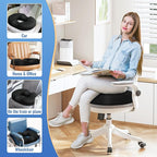 CloudBliss Donut Pillow Seat Cushion Chair Pad for Tailbone Pain Relief and Hemorrhoids, Memory Foam Seat Chair Cushion for Men and Women for Home & Office, (Black-2XL)