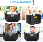 2 Pack Black Desk Dividers for Students, Privacy Shields Folder for Students, Durable & Waterproof Plastic Study Board, Classroom Teacher Supplies Test Divider, Includes Extra Labels