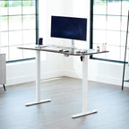 VIVO Electric 63 x 32 in Rustic Standing Desk, Memory Height Adjustment, 1B Series, Holds 220 lbs, Vintage Brown Top White Frame, DESK-KIT-1W1N
