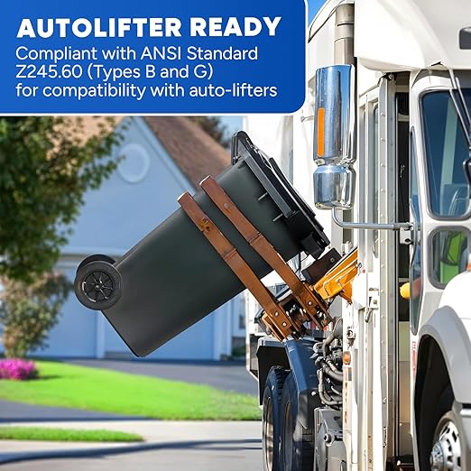 32 Gallon Trash Can with Wheels Outdoor Garbage Can with Lid and Wheels Locking Trash Can Commercial Heavy-Duty Trash Bin Rolling, Plastic Gray