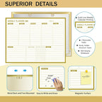 Gold Weekly Dry Erase Board for Wall,12"x16",Small Magnetic Dry Erase Weekly Calendar Board,Gold Metal Frame Weekly Planner Whiteboard for to Do List, Memo, School, Home, Office, Kitchen-GZ
