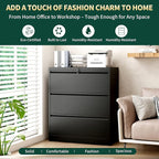 3 Drawer Lateral File Cabinet with Lock, Metal File Cabinets for Home Office, Office Furniture for Organization Hanging Legal/Letter/A4, Metal Filing Cabinet Storage Cabinet, Require Assembly, Black