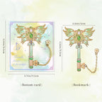 4pcs Metal Bookmarks Set for Reading Women and Men, Enchanted Floral Wing Key Magic Reading Accessories, Fantasy Book Marks Gifts for Book Lovers Readers Kids Page Holders with Flower Feather Designs