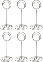 TecUnite 24 Pieces 3.35 Inch Table Number Holder Place Card Photo Holder Picture Name Menu Clips Memo Cards Stand for Wedding Reception Anniversary Birthday Party Centerpieces (Silver)