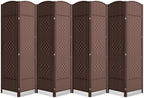 Cocosica 8 Panel Room Divider,6Ft Folding Privacy Screen,Tall - Extra Wide Foldable Panel Partition Wall Divider with Diamond Double-Weaved Hand-Woven Design Room Screen Divider