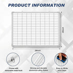 Lined Whiteboard Blank Grid Aluminum Frame Dry Erase Board Reusable Wall Mounted Board for Scheduling, to Do Lists Weekly Planning Home Work(24 x 18 Inch,Whiteboard with Grid)