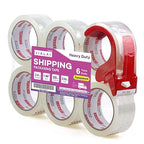 JIALAI HOME Heavy Duty Transparent Packing Tape,6 Rolls with Refillable Dispenser,Industrial Grade Packaging Tape for Shipping Moving Sealing,1.88 inches x 55 Yards Per Roll