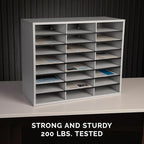 Fellowes 25041 Literature Organizer - 24 Compartment, Letter, Dove Gray