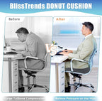 BlissTrends Donut Pillow Seat Cushion, Donut Chair Cushions for Postpartum Pregnancy & Hemorrhoids, Tailbone Pain Relief Cushion, Memory Foam Lifting Cushions for Office & home Chairs (Grey, XX-Large)