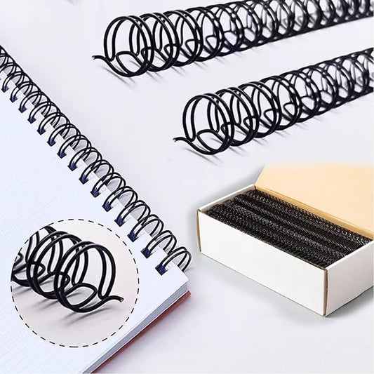 100 Pack Double Loop Wire Binding Spines, YolieraArt Wire Binding Spines, 7/16 Inch Binding Wire for Letter Size (80 Sheet Capacity, 100P, 3:1 Pitch, Black)