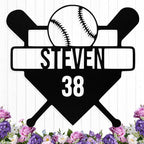 Personalized Baseball Metal Sign Custom Name & Number Sign Baseball Player Gift Boys Room Decor Softball Lover Present Sports Wall Art Decor Gift for Girls, Team, Dad, Man, Woman