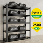 CBCNWR 72''H Garage Storage Shelves, 2500LBS Steel Heavy Duty Storage Shelves, Adjustable 5-Tier Metal Shelf Rack, Heavy Duty Shelving for Garage,Warehouse,Basement,Pantry–Black 35" W x15.7 D x72 H