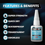 Thin Super Glue 1 oz, All Purpose Clear Liquid CA Glue Repair Wood Ceramic Glass Plastic, Heavy Duty Cyanoacrylate Adhesive for 3D Print PLA Shoe Metal Craft, Strong Bond and Instant Superglue