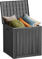 Decksplore 35 Gallon Outdoor Storage Box Waterproof Lockable Resin Deck Box Large, Patio Storage Bin for Pool Accessories Cushion Furniture, Garden Tools, UV-Resistant Outside Delivery Black