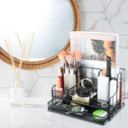 BCCICE Desk Organizers Caddy and Accessories with 7 Compartments + Pen Holder / 72 Clips Set, Drawer, Black Mesh Office Supplies Desktop Organizer for Home, Office Ect