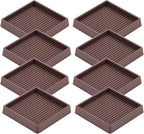 VOCOMO 3X3 Rubber Caster Cups, Non Slip Furniture Pads, Anti-Slip Furniture Gripper, Anti Skid Furnitures Feet, Anti Slide Floor Protector for Bed Couch Stoppers (Brown, 8 Pack)