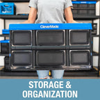 CleverMade Collapsible Storage Bins - Royal Blue 3 Pack 46L - Stackable Containers Heavy Duty Capacity Folding Crates - Space-Saving for Home