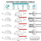16Pack White Desk Cable Management,Adjustable Cord Organizer Cable Clips,Cable Organizer for Cords Phone Charger/PC/TV,Ideal Cord Holder for Nightstand/Wall/Desk/Office/Home/Car