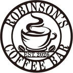 Personalized Coffee Bar Metal Sign, Custom Name Wall Art for Kitchen or Cafe, Coffee Station Decor, Housewarming Gift for Family or Couple, Custom Home Wall Ornament