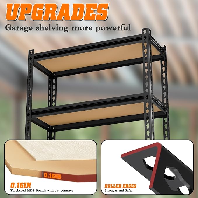 LEVELEVE 5-Tier Storage Shelving Unit, 2020 lbs Capacity, Heavy Duty Adjustable Metal Utility Shelf, 48" L x 18" W x 73" H for Garage, Kitchen, Pantry, Basement, Bathroom, Laundry