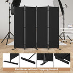 C-Hopetree 4 Panels Room Divider, 6 Ft Tall Indoor Folding Privacy Screen, Portable Partition Separator, Freestanding Separation Temporary Wall for Office, Bedroom, 80" W X 71" H, Black