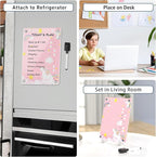 NiHome Acrylic Magnetic to Do List Planning Board with Sliders & Desktop Stand, Kids Chore Chart, Checklist Routine Chart Task Board for Fridge & Desk, for Magnetic Metal Surfaces Only (Pink Unicorn)