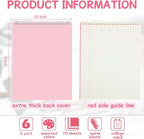 Maitys 6 Pcs Legal Pad Steno Spiral Notebook 8.5" x 11" Top Bound Spiral Pads Hard Cover College Ruled Notepad 70 Sheet Pad for School Office University Home(Macaron Color,Luxurious Style)