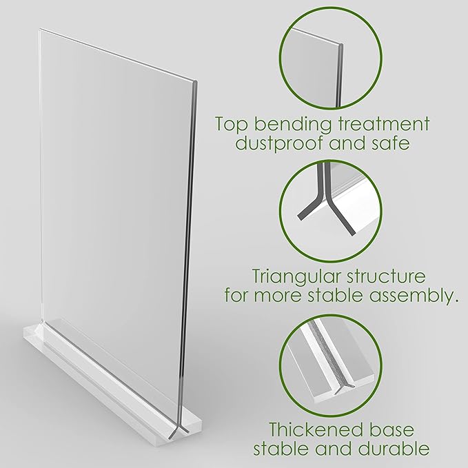 newnewshow 5“x7” Acrylic Sign Holder 6 Pack Vertical T Shape Double-Sided Desktop Display Holder
