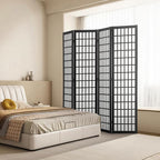 VEVOR Room Divider, 4 Panel Japanese Room Divider, Wood Folding Privacy Screen Indoor, Partition Dividers Portable Decoration Screens, for Room Separation Home Office Restaurant & Bedroom(Black)