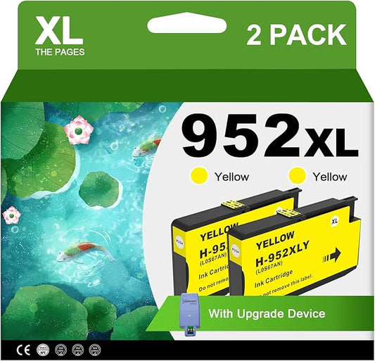 952XL Yellow Ink Cartridges with Upgrade Device Replacement for HP 952 XL Combo Pack for HP Officejet Pro 7740 8720 8710 8210 8715 8740 8702 8730 8725 Printers (952XL Yellow High-Yield 2 Packs)