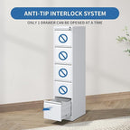 FLIXELIO 5 Drawer File Cabinet with Lock,Metal Vertical Filing Cabinets for Home Office,Heavy Duty File Storage Cabinet for Letter/Legal/A4/F4 Size File,Assembly Require (White, Vertical 5 Drawer)