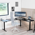 VIVO Electric Corner 75 x 63 inch L-Shaped Standing Desk, Memory Height Adjustment, Black Top Black Frame, DESK-E3CTB-75