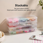 novelinks Stackable Plastic Clear Storage Box Containers with Latching Lid - Art Craft Supply Organizer Storage Containers for Pencil Box, Crayon, Beads (2 Small + 2 Medium + 2 Large -Clear)