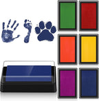 Outus 6 Pieces Reusable Ink Pad for Baby Footprint Handprint Paw Print, Non-toxic Ink Pad, Feet and Hands Stamp for Boys and Girls Christmas New Year, 6 Colors(Bright Color)