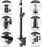 Dazzne 2-Pack Camera Desk Mount Stand with 1/4" Ball Head and Cold Shoe Mount Adapter,12.9-22" Tabletop Mounts Stand, Adjustable Aluminum Desktop Light Stand, for DSLR Camera, Ring Light, Video Light