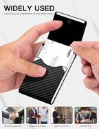 Padike Professional Business Card Holder PU Leather Business Card Case Name Card Holder Slim Metal Pocket Card Holder with Magnetic Shut (Black-1)