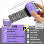 Miseyo Wide Identity Theft Protection Roller Stamp Set - Purple (3 Refill Ink Included)