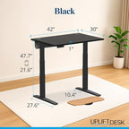 UPLIFTDESK V3 2-Leg Black Laminate Wood Standing Desk – Adjustable Height, Advanced 1-Touch Memory Keypad, Under Desk Cable Management, Wire Grommets & Rocker Board (Black C-Frame, 42 x 30 inch)