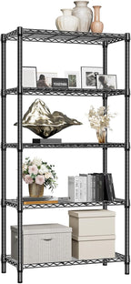 M MZG 1250 lbs 5 Tier Shelf Metal Storage Shelves Shelving Wire Rack Heavy Duty Closet Organizers for Garage Kitchen Bathroom Laundry Black 15.7" D x 33.5" W x 68.5" H